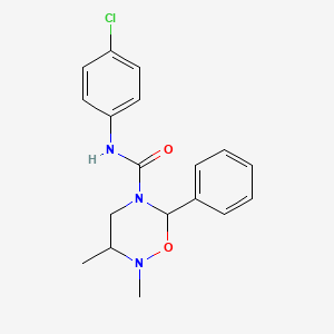 molecular formula C18H20ClN3O2 B2409856 N-(4-chlorophenyl)-2,3-dimethyl-6-phenyl-1,2,5-oxadiazinane-5-carboxamide CAS No. 338794-83-5