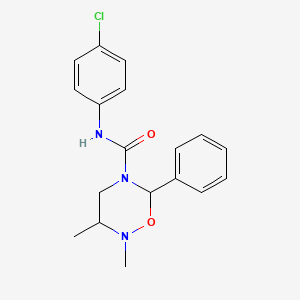 molecular formula C18H20ClN3O2 B2409856 N-(4-Chlorphenyl)-2,3-dimethyl-6-phenyl-1,2,5-oxadiazinane-5-carboxamid CAS No. 338794-83-5