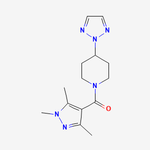 molecular formula C14H20N6O B2409865 (4-(2H-1,2,3-三唑-2-基)哌啶-1-基)(1,3,5-三甲基-1H-吡唑-4-基)甲酮 CAS No. 2200470-02-4