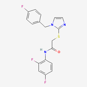 molecular formula C18H14F3N3OS B2409874 N-(2,4-difluorophenyl)-2-[1-[(4-fluorophenyl)methyl]imidazol-2-yl]sulfanylacetamide CAS No. 893364-99-3