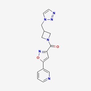 molecular formula C15H14N6O2 B2409875 3-(3-{3-[(1H-1,2,3-三唑-1-基)甲基]氮杂环丁烷-1-羰基}-1,2-恶唑-5-基)吡啶 CAS No. 2198770-55-5