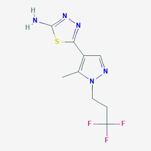 molecular formula C9H10F3N5S B2409880 5-[5-Methyl-1-(3,3,3-trifluoropropyl)pyrazol-4-yl]-1,3,4-thiadiazol-2-amine CAS No. 1946812-35-6