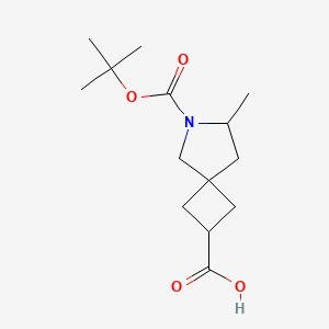molecular formula C14H23NO4 B2409890 7-Methyl-6-[(2-methylpropan-2-yl)oxycarbonyl]-6-azaspiro[3.4]octane-2-carboxylic acid CAS No. 2361645-63-6