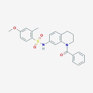 molecular formula C24H24N2O4S B2409896 N-(1-苯甲酰-1,2,3,4-四氢喹啉-7-基)-4-甲氧基-2-甲基苯磺酰胺 CAS No. 946221-39-2