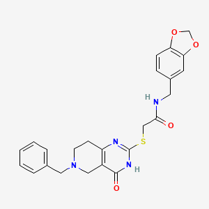 molecular formula C24H24N4O4S B2409899 N-(1,3-benzodioxol-5-ylmethyl)-2-[(6-benzyl-4-oxo-3,4,5,6,7,8-hexahydropyrido[4,3-d]pyrimidin-2-yl)thio]acetamide CAS No. 946352-22-3