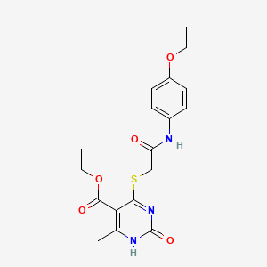 molecular formula C18H21N3O5S B2409906 4-[2-(4-乙氧基苯胺基)-2-氧代乙基]硫代-6-甲基-2-氧代-1H-嘧啶-5-羧酸乙酯 CAS No. 899749-40-7