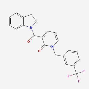 molecular formula C22H17F3N2O2 B2409911 3-(indoline-1-carbonyl)-1-(3-(trifluoromethyl)benzyl)pyridin-2(1H)-one CAS No. 946254-37-1