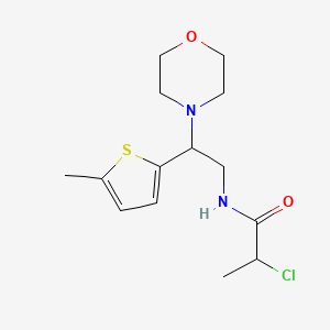 molecular formula C14H21ClN2O2S B2409920 2-Chloro-N-[2-(5-methylthiophen-2-yl)-2-morpholin-4-ylethyl]propanamide CAS No. 2411254-02-7