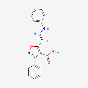 molecular formula C19H16N2O3 B2409921 Methyl 5-(2-anilinovinyl)-3-phenyl-4-isoxazolecarboxylate CAS No. 338991-96-1