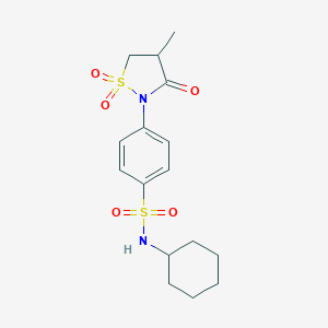 molecular formula C16H22N2O5S2 B240993 N-cyclohexyl-4-(4-methyl-1,1-dioxido-3-oxo-2-isothiazolidinyl)benzenesulfonamide 