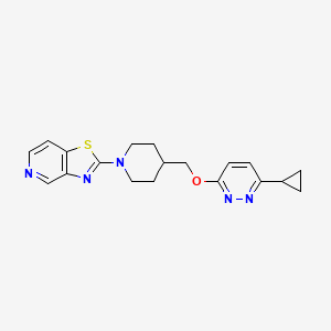 molecular formula C19H21N5OS B2409938 2-[4-[(6-Cyclopropylpyridazin-3-yl)oxymethyl]piperidin-1-yl]-[1,3]thiazolo[4,5-c]pyridine CAS No. 2379971-87-4