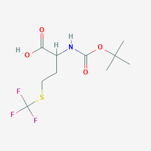 molecular formula C10H16F3NO4S B2409939 2-[(2-methylpropan-2-yl)oxycarbonylamino]-4-(trifluoromethylsulfanyl)butanoic Acid CAS No. 143673-83-0