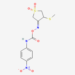 molecular formula C12H13N3O6S2 B2409946 [(3E)-4-(甲硫基)-1,1-二氧代-1lambda6-硫杂环-3-亚烯基]氨基 N-(4-硝基苯基)氨基甲酸酯 CAS No. 325854-22-6