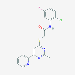 molecular formula C18H14ClFN4OS B2409955 N-(2-chloro-5-fluorophenyl)-2-((2-methyl-6-(pyridin-2-yl)pyrimidin-4-yl)thio)acetamide CAS No. 1251599-43-5