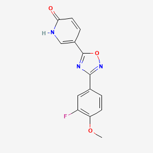 molecular formula C14H10FN3O3 B2409956 5-[3-(3-氟-4-甲氧基苯基)-1,2,4-噁二唑-5-基]吡啶-2(1H)-酮 CAS No. 1338681-21-2
