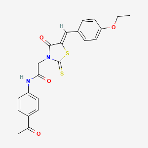 molecular formula C22H20N2O4S2 B2409964 N-(4-acetylphenyl)-2-[(5Z)-5-[(4-ethoxyphenyl)methylidene]-4-oxo-2-sulfanylidene-1,3-thiazolidin-3-yl]acetamide CAS No. 476664-12-7