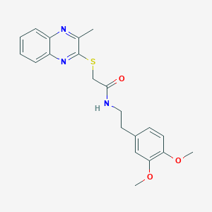 molecular formula C21H23N3O3S B2409972 N-[2-(3,4-dimethoxyphenyl)ethyl]-2-(3-methylquinoxalin-2-ylthio)acetamide CAS No. 852696-05-0