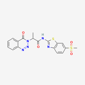 molecular formula C18H15N5O4S2 B2409977 N-(6-(methylsulfonyl)benzo[d]thiazol-2-yl)-2-(4-oxobenzo[d][1,2,3]triazin-3(4H)-yl)propanamide CAS No. 1226426-81-8