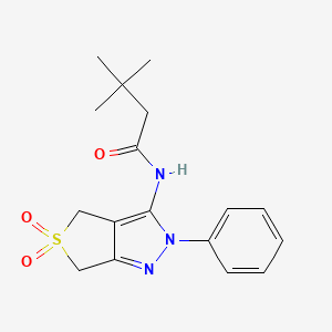 molecular formula C17H21N3O3S B2409981 N-(5,5-二氧代-2-苯基-4,6-二氢噻吩并[3,4-c]吡唑-3-基)-3,3-二甲基丁酰胺 CAS No. 893926-12-0