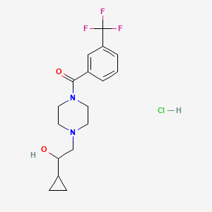 molecular formula C17H22ClF3N2O2 B2409989 (4-(2-Cyclopropyl-2-hydroxyethyl)piperazin-1-yl)(3-(trifluoromethyl)phenyl)methanone hydrochloride CAS No. 1396868-95-3
