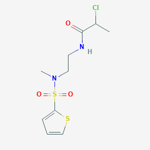 molecular formula C10H15ClN2O3S2 B2409991 2-Chloro-N-[2-[methyl(thiophen-2-ylsulfonyl)amino]ethyl]propanamide CAS No. 2411314-35-5