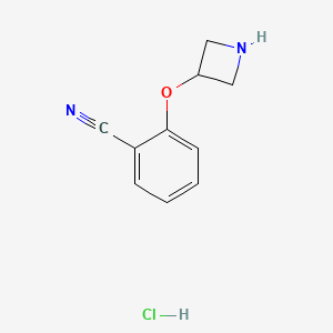 molecular formula C10H11ClN2O B2409995 2-(Azetidin-3-yloxy)benzonitrile hydrochloride CAS No. 1956381-53-5