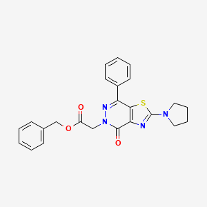 molecular formula C24H22N4O3S B2410003 benzyl 2-(4-oxo-7-phenyl-2-(pyrrolidin-1-yl)thiazolo[4,5-d]pyridazin-5(4H)-yl)acetate CAS No. 1171535-88-8