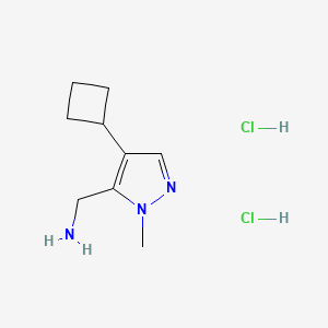 molecular formula C9H17Cl2N3 B2410004 (4-cyclobutyl-1-methyl-1H-pyrazol-5-yl)methanamine dihydrochloride CAS No. 2031268-72-9