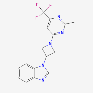 molecular formula C17H16F3N5 B2410007 2-Methyl-1-[1-[2-methyl-6-(trifluoromethyl)pyrimidin-4-yl]azetidin-3-yl]benzimidazole CAS No. 2380170-04-5