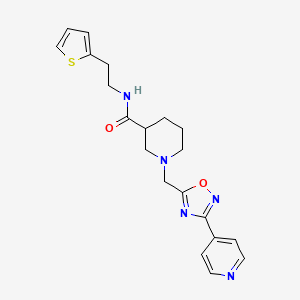 molecular formula C20H23N5O2S B2410009 1-((3-(吡啶-4-基)-1,2,4-恶二唑-5-基)甲基)-N-(2-(噻吩-2-基)乙基)哌啶-3-甲酰胺 CAS No. 1286719-12-7