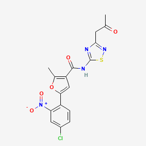 molecular formula C17H13ClN4O5S B2410014 5-(4-氯-2-硝基苯基)-2-甲基-N-[3-(2-氧代丙基)-1,2,4-噻二唑-5-基]呋喃-3-甲酰胺 CAS No. 900136-75-6