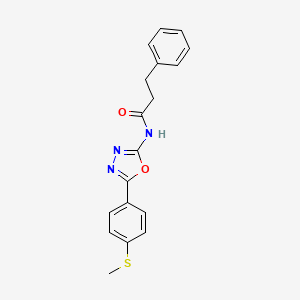 molecular formula C18H17N3O2S B2410020 N-[5-(4-methylsulfanylphenyl)-1,3,4-oxadiazol-2-yl]-3-phenylpropanamide CAS No. 886919-14-8