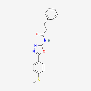 molecular formula C18H17N3O2S B2410020 N-(5-(4-(metiltio)fenil)-1,3,4-oxadiazol-2-il)-3-fenilpropanamida CAS No. 886919-14-8