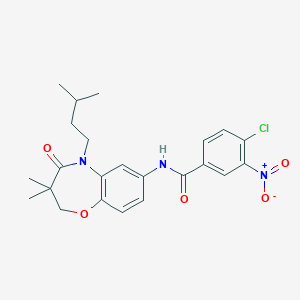 molecular formula C23H26ClN3O5 B2410021 4-cloro-N-(5-isopentil-3,3-dimetil-4-oxo-2,3,4,5-tetrahidrobenzo[b][1,4]oxazepin-7-il)-3-nitrobenzamida CAS No. 921778-23-6