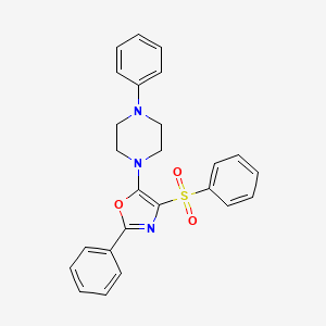 molecular formula C25H23N3O3S B2410024 2-Phenyl-5-(4-phenylpiperazin-1-yl)-4-(phenylsulfonyl)oxazole CAS No. 380575-28-0