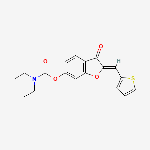 molecular formula C18H17NO4S B2410035 (Z)-3-oxo-2-(thiophen-2-ylmethylene)-2,3-dihydrobenzofuran-6-yl diethylcarbamate CAS No. 623116-41-6