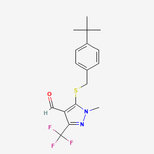 molecular formula C17H19F3N2OS B2410043 5-(4-叔丁基苄硫基)-1-甲基-3-(三氟甲基)-1H-吡唑-4-甲醛 CAS No. 321553-53-1