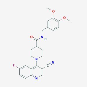 molecular formula C25H25FN4O3 B2410057 6-[5-(3,4-dimethoxyphenyl)-1,2,4-oxadiazol-3-yl]-4-ethyl-2H-1,4-benzoxazin-3(4H)-one CAS No. 1207016-30-5