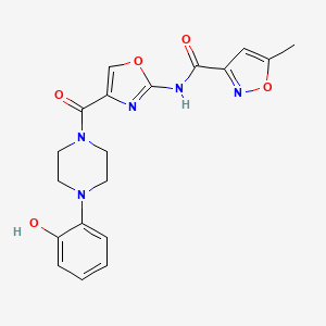 molecular formula C19H19N5O5 B2410075 N-(4-(4-(2-hydroxyphenyl)piperazine-1-carbonyl)oxazol-2-yl)-5-methylisoxazole-3-carboxamide CAS No. 1421450-60-3