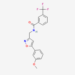 molecular formula C19H15F3N2O3 B2410078 N-((5-(3-methoxyphenyl)isoxazol-3-yl)methyl)-3-(trifluoromethyl)benzamide CAS No. 953253-19-5