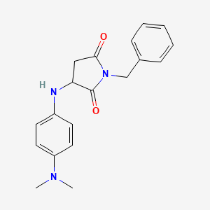 molecular formula C19H21N3O2 B2410088 1-Benzyl-3-((4-(dimethylamino)phenyl)amino)pyrrolidine-2,5-dione CAS No. 1025396-05-7