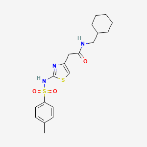 molecular formula C19H25N3O3S2 B2410097 N-(cyclohexylmethyl)-2-(2-(4-methylphenylsulfonamido)thiazol-4-yl)acetamide CAS No. 921993-91-1