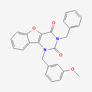 molecular formula C25H20N2O4 B2410099 3-benzyl-1-(3-methoxybenzyl)benzofuro[3,2-d]pyrimidine-2,4(1H,3H)-dione CAS No. 892420-37-0