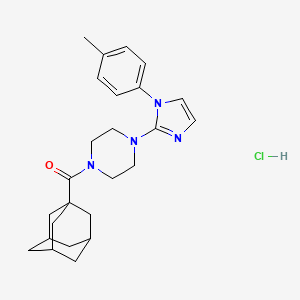 molecular formula C25H33ClN4O B2410100 (1R,3s)-adamantan-1-yl(4-(1-(p-tolyl)-1H-imidazol-2-yl)piperazin-1-yl)methanone hydrochloride CAS No. 1185164-21-9