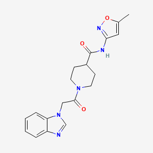molecular formula C19H21N5O3 B2410107 1-(2-(1H-苯并[d]咪唑-1-基)乙酰)-N-(5-甲基异恶唑-3-基)哌啶-4-甲酰胺 CAS No. 1226445-53-9