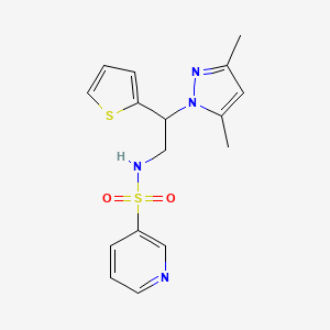 molecular formula C16H18N4O2S2 B2410108 N-(2-(3,5-dimethyl-1H-pyrazol-1-yl)-2-(thiophen-2-yl)ethyl)pyridine-3-sulfonamide CAS No. 2097929-88-7
