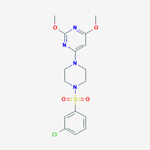 molecular formula C16H19ClN4O4S B2410115 4-(4-((3-Chlorophenyl)sulfonyl)piperazin-1-yl)-2,6-dimethoxypyrimidine CAS No. 1021116-00-6