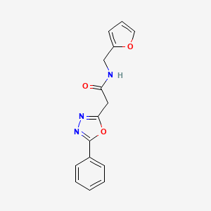 molecular formula C15H13N3O3 B2410125 N-(furan-2-ylmethyl)-2-(5-phenyl-1,3,4-oxadiazol-2-yl)acetamide CAS No. 1242872-43-0