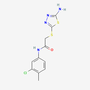 molecular formula C11H11ClN4OS2 B2410129 2-[(5-amino-1,3,4-thiadiazol-2-yl)sulfanyl]-N-(3-chloro-4-methylphenyl)acetamide CAS No. 690688-75-6
