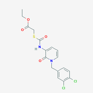 molecular formula C17H16Cl2N2O4S B2410140 Ethyl 2-[({[1-(3,4-dichlorobenzyl)-2-oxo-1,2-dihydro-3-pyridinyl]amino}carbonyl)sulfanyl]acetate CAS No. 338755-59-2